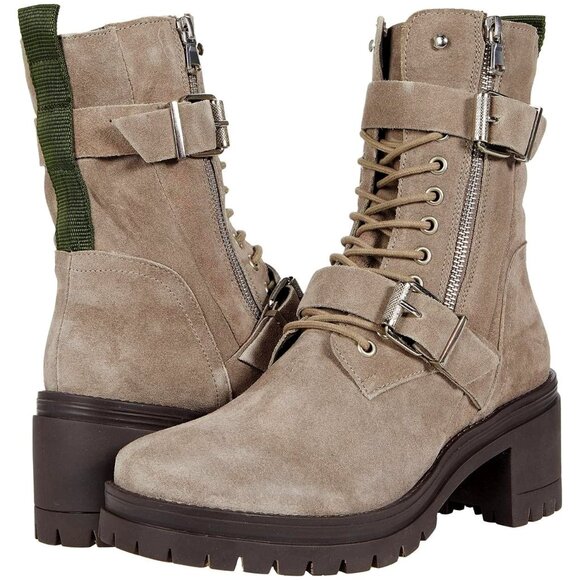 💥KILLER DESING💥Genuine Leather (Suede) Clout Combat Boots in Taupe